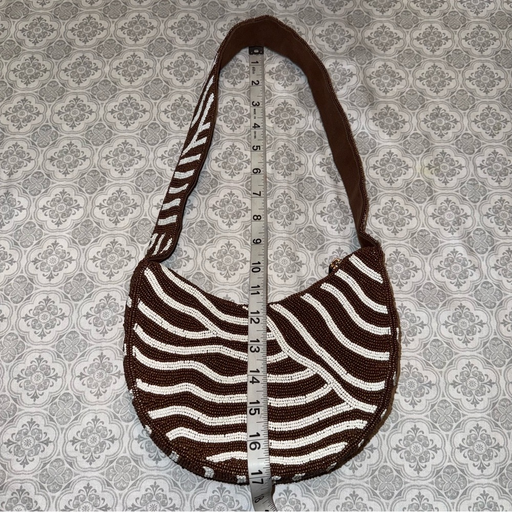Anthropologie Crescent Beaded Shotkder Bag - Picture 13 of 14